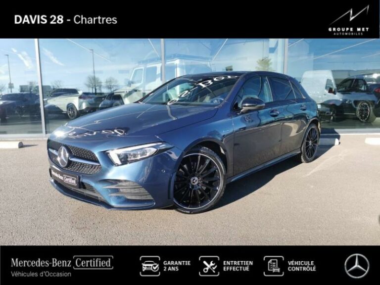 MERCEDES-BENZ-Classe A 250 e 160+102ch AMG Line 8G-DCT 8cv Bleu denim métallisé-FONTENAY SUR EURE-1