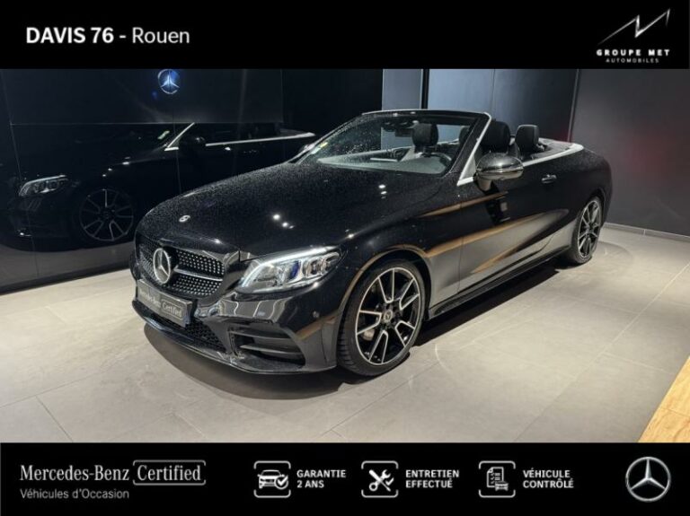MERCEDES-BENZ-Classe C Cabriolet 220 d 194ch AMG Line 9G-Tronic Noir obsidienne métallisée-ROUEN-1