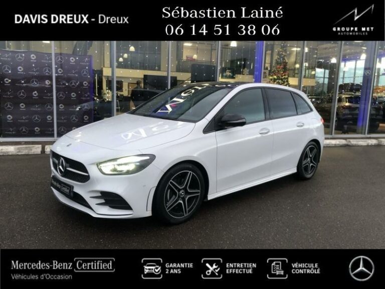 MERCEDES-BENZ-Classe B 180 136ch AMG Line 7G-DCT Blanc digital métallisé-DREUX-1