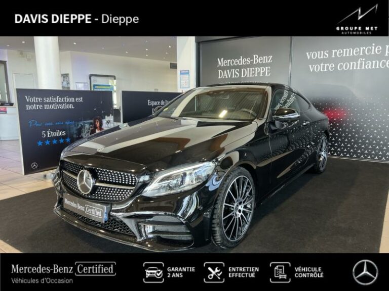 MERCEDES-BENZ-Classe C Coupé 220 d 194ch AMG Line 9G-Tronic Noir obsidienne métallisée-DIEPPE-1