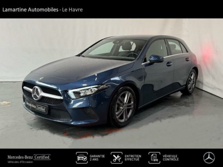 MERCEDES-BENZ-Classe A 180 136ch Style Line 7G-DCT Bleu denim métallisé-LE HAVRE-1